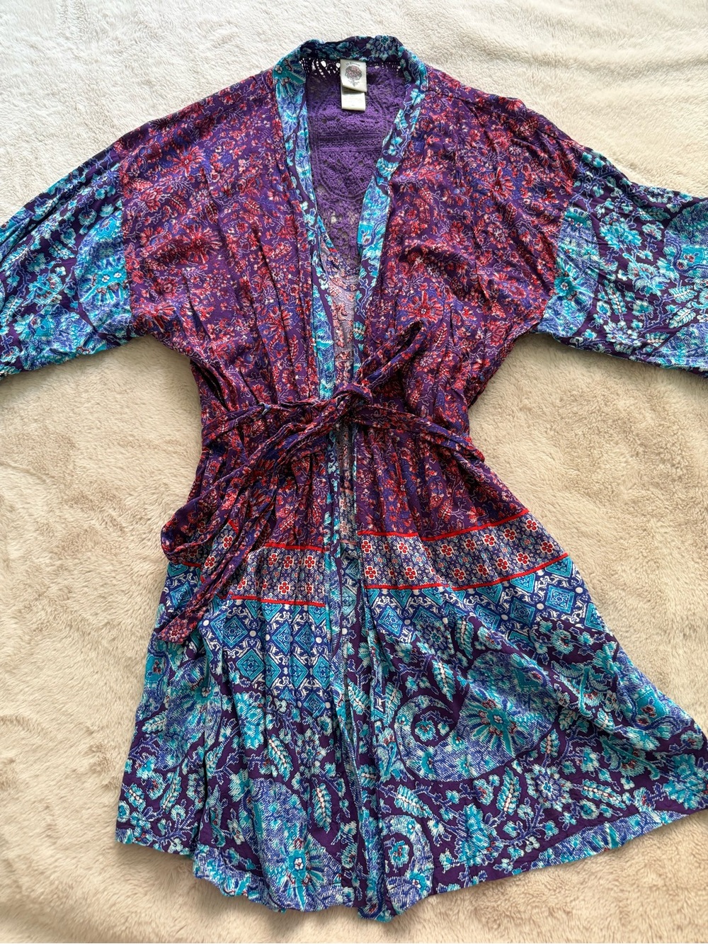 In Bloom by Jonquil Swim Coverup Boho Crochet Paisley Size M